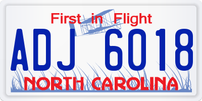 NC license plate ADJ6018