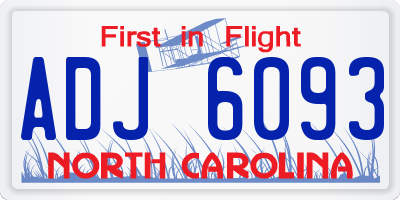 NC license plate ADJ6093