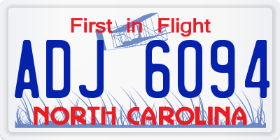 NC license plate ADJ6094