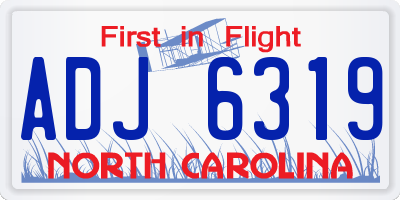 NC license plate ADJ6319
