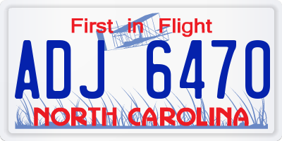 NC license plate ADJ6470