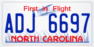 NC license plate ADJ6697