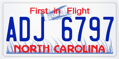 NC license plate ADJ6797