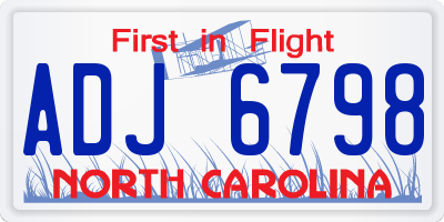 NC license plate ADJ6798