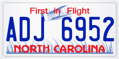 NC license plate ADJ6952
