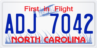 NC license plate ADJ7042