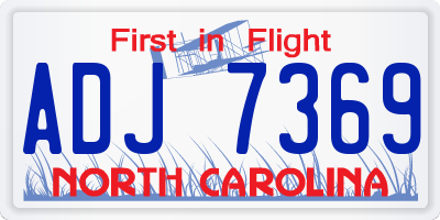 NC license plate ADJ7369