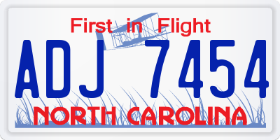 NC license plate ADJ7454