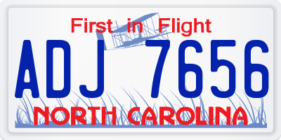 NC license plate ADJ7656