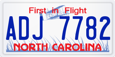 NC license plate ADJ7782