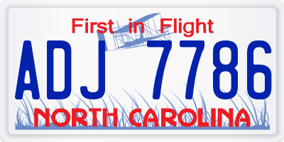 NC license plate ADJ7786
