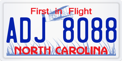 NC license plate ADJ8088