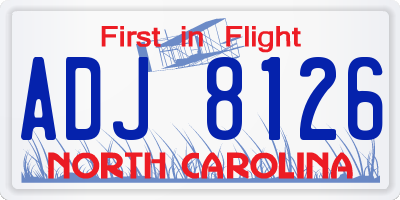NC license plate ADJ8126
