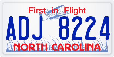 NC license plate ADJ8224