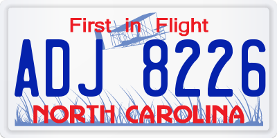NC license plate ADJ8226