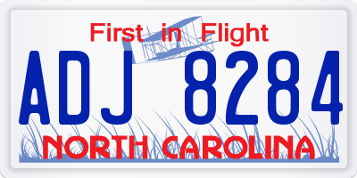NC license plate ADJ8284
