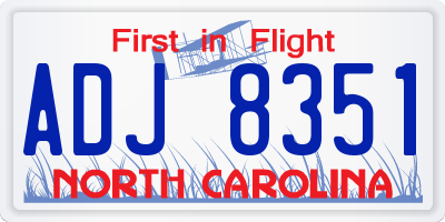 NC license plate ADJ8351