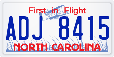 NC license plate ADJ8415