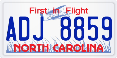 NC license plate ADJ8859