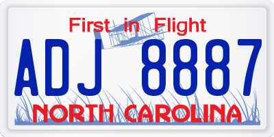 NC license plate ADJ8887