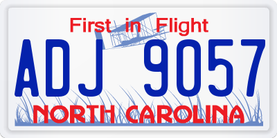 NC license plate ADJ9057