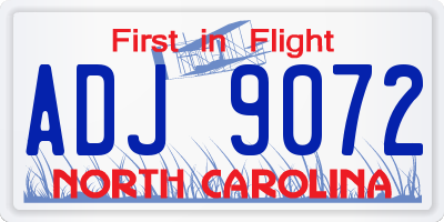 NC license plate ADJ9072