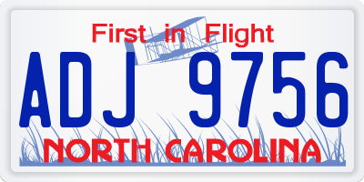 NC license plate ADJ9756
