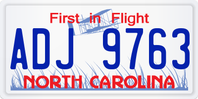 NC license plate ADJ9763