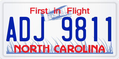 NC license plate ADJ9811