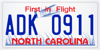 NC license plate ADK0911