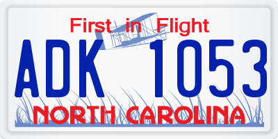 NC license plate ADK1053