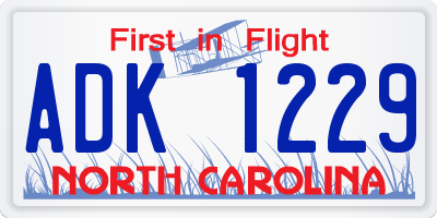 NC license plate ADK1229