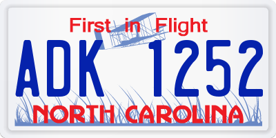 NC license plate ADK1252