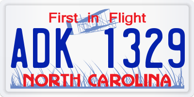 NC license plate ADK1329
