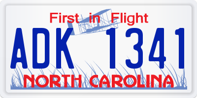 NC license plate ADK1341