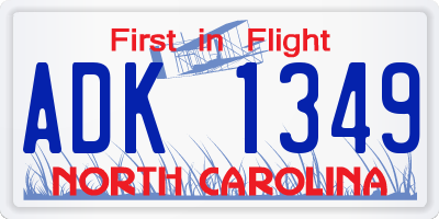 NC license plate ADK1349