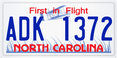 NC license plate ADK1372