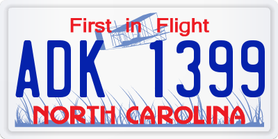 NC license plate ADK1399