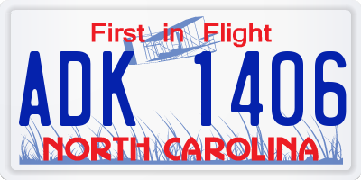 NC license plate ADK1406