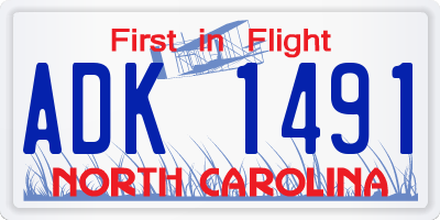NC license plate ADK1491