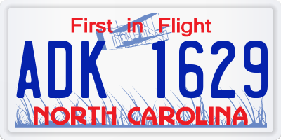 NC license plate ADK1629