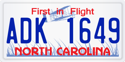 NC license plate ADK1649