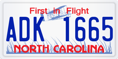 NC license plate ADK1665