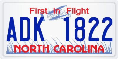 NC license plate ADK1822