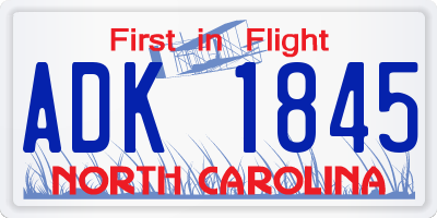 NC license plate ADK1845