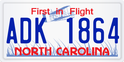 NC license plate ADK1864