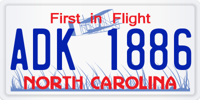 NC license plate ADK1886