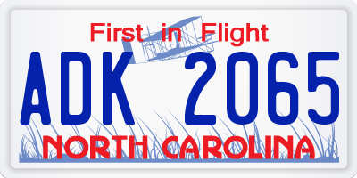 NC license plate ADK2065