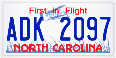 NC license plate ADK2097