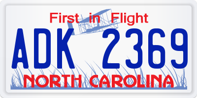 NC license plate ADK2369